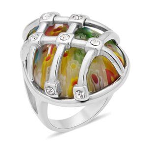Vintage Murano Style and Austrian Crystal Ring